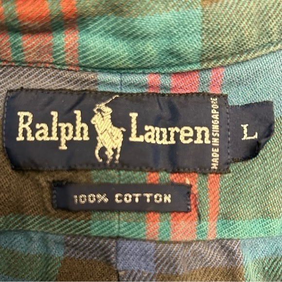 Ralph lauren blue label mens blue/green plaid button down cotton‎ shirt L - Picture 3 of 10